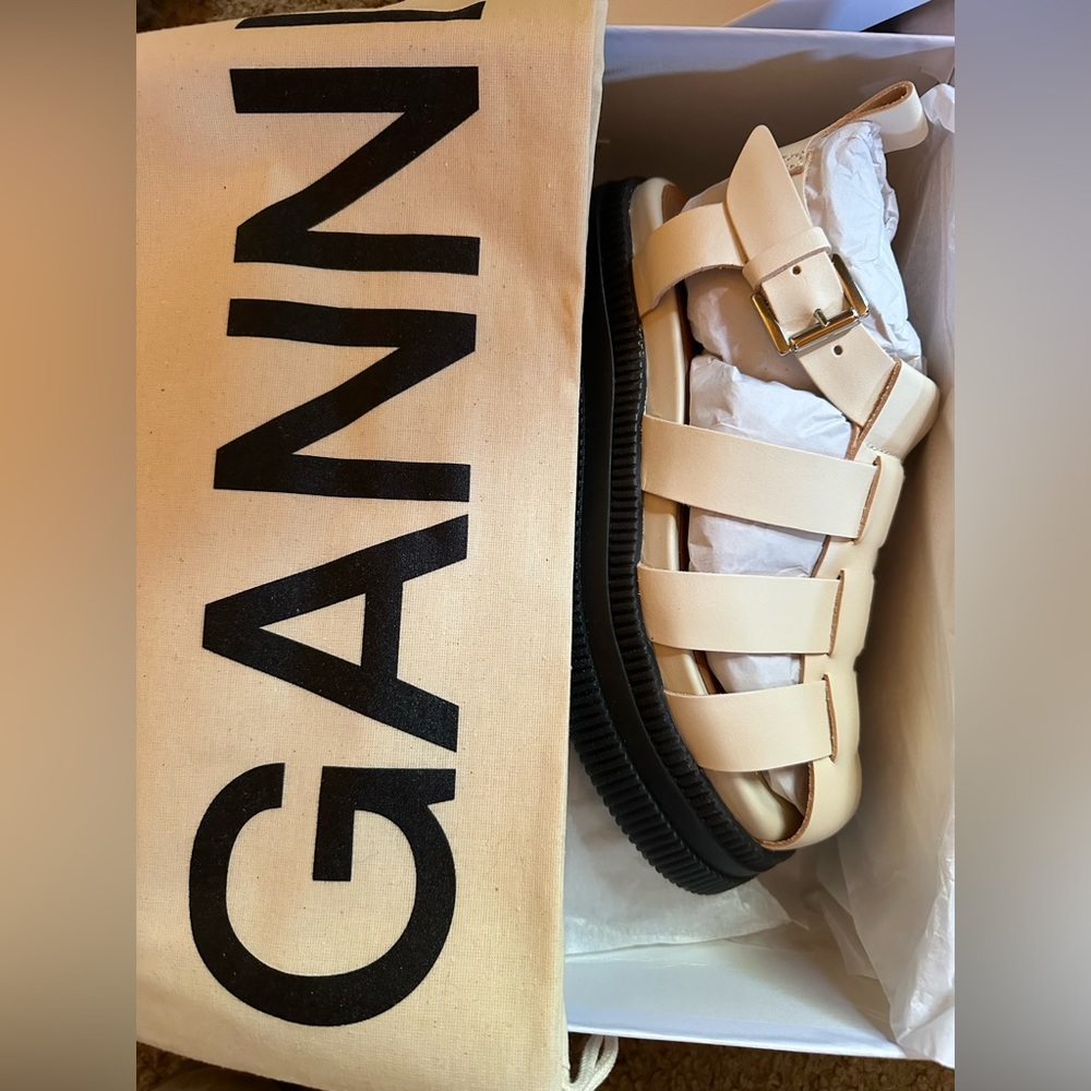 Ganni Leather Platform Sandals